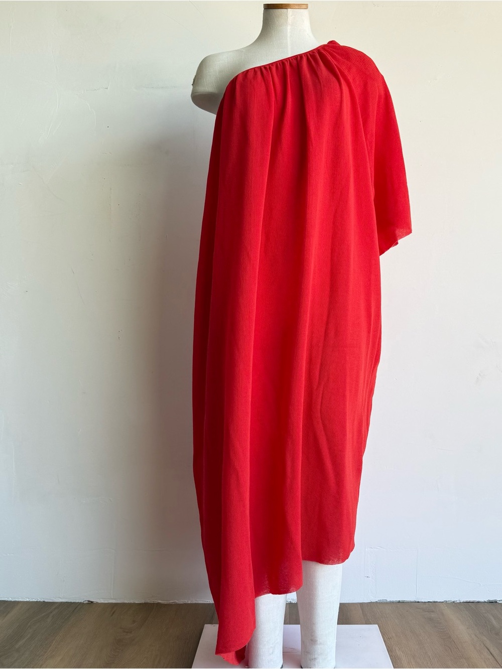 Zara Terez One-Shoulder Midi Dress Small in Bright Red oversized asymmetric nwt